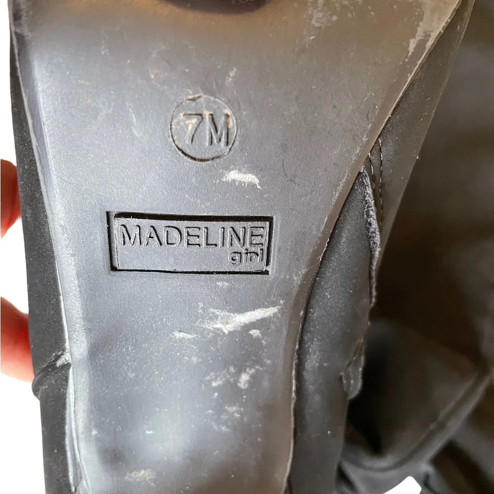 Madeline Girl Suede Thigh High Heeled Boots Black Size 7M - Picture 8 of 8